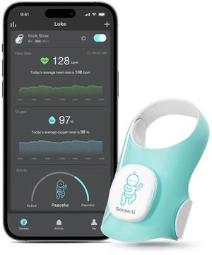 Sense-U Baby Smart Sock Shoe Monitor with On-Device Notifications, Track Heart Rate and Oxygen Levels