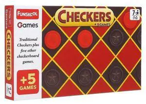 Livevie Checkers Plus 5-in-1 Game Set, Traditional Checkers & 5 Other Board Games