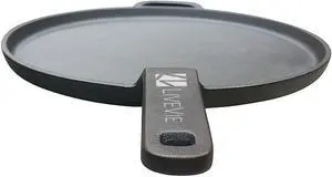 LIVEVIE Pre-Seasoned 11 inch Cast Iron Tawa, Heavy-Duty 6.6 lbs Flat Griddle for Pancakes, Roti, Tortillas, Eggs & More, Induction, Gas, Open Flame Compatible, 5.5" Handle, Naturally Non-Stick