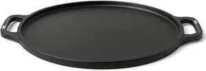 LIVEVIE Cast Iron Griddle Pan (Tawa) 12-Inch with Dual Handles, Pre-Seasoned Flat Skillet for Flatbreads, Pancakes, Crepes, Eggs, Durable Cookware for Gas, Electric & Induction Stovetops.