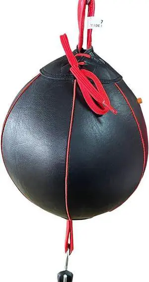 Invincible Fight Gear Professional Leather Double End Boxing Bag with Bungee Cords for Boxing, MMA, Muay Thai, Fitness Speed Dodge Reflex Ball, Floor to Ceiling Training, 7 Inch