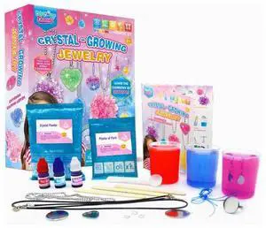 LIVEVIE Crystal Growing Jewelry Kit, Create 6 Jewelry Pieces for Kids - DIY Sparkling Pendants, Necklaces & Earrings Educational Science Kit for Hands-On Learning & Creativity