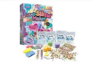 LIVEVIE Lovely Slime Maker Kit for Kids - Includes 10+ Pre-Made Rainbow Slimes, Candy Pellets, Heart & Star Molds - DIY Glitter, Fluffy, Clear, and Glow-in-The-Dark Slime - Safe, Non-Toxic,