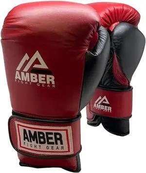 Amber Sporting Goods Renegade v1.0 Pro Hook & Loop Leather Boxing Gloves, Durable, Ideal Sparring & Heavy Bags, Superior Shock Absorption & Ventilation, Optimal Fit for Serious Athletes, 14 oz.