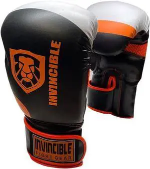 Invincible Fight Gear Standard Leather Hook and Loop Training Boxing Gloves - Ideal for Boxing, Kickboxing, Muay Thai, MMA for Men Women and Kids