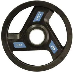 Amber Fight Gear Tri-Grip Olympic Weight Plates Pairs, Rubber Coated Cast Iron Plates for Home Gym & Fitness Workouts, 2-Inch Center Hole, Secure Grip, Durable & Floor-Protective 5 lbs. Black