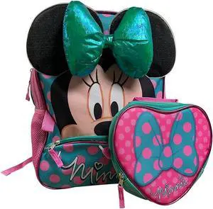 Amber Fight Gear Minnie Mouse 16" School Backpack With Detachable Lunch Box Set - Disney Backpack