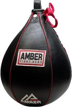 Amber Fight Gear Genuine Leather Speed Bag for MMA, Muay Thai & Boxing, Heavy-Duty Punching Ball for Training, Reflex & Endurance, Reinforced Seams, Fast Rebound - XS, S, M, L Sizes