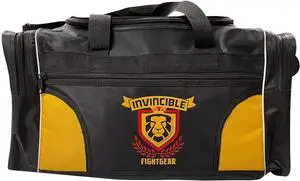 INVINCIBLE FIGHT GEAR Invincible Hold-All Gym Bag, Breathable Duffle Mesh Bag for Boxing, MMA, Kickboxing, Wrestling & Sports, Waterproof & Rip-Stop Nylon  Medium, 21 Inch Large Black/Yellow
