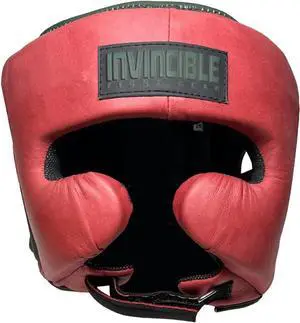 INVINCIBLE FIGHT GEAR All Leather Boxing Headgear for Training, Sparring, Kickboxing, MMA, Muay Thai  Lightweight, Shock-Absorbing, Adjustable Fit for Men & Women