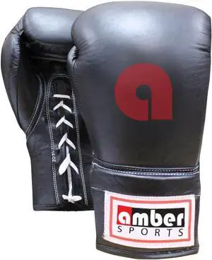 Amber Fight Gear Professional Lace-Up All Leather Boxing Gloves - Top Grain Leather, Lightweight Padding for Speed Bags, Double-End Bags & Heavy Bags 18 oz.