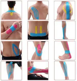 Amber Fight Gear Ultimate Performance Kinesiology Tape: Support, Stabilize, and Recover Best for Athletes and Rehabilitation, 2" x 16ft Black Pink