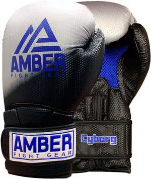 Amber Fight Gear Cyborg 101 Training Gloves: Durable, foam-padded gloves with mesh vents, shock absorption & secure hook-loop closure. 12 oz.