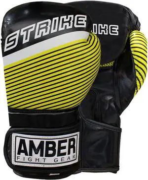 Amber FIght Gear Strike v1.0 Training Gloves Boxing Kickboxing Muay Thai Durable PU Leather Multi Layer Foam Shock Absorption Secure Wrist Support Breathable Design