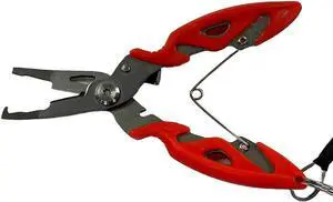Amber Fight Gear Stainless Steel Fishing Pliers Set with Hook Remover, Braid Cutters, and Split Ring Tip - Saltwater Resistant Tools for Anglers Red