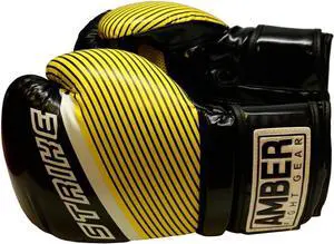 Amber Fight Gear Strike v1.0 Training Gloves Boxing Kickboxing Muay Thai Durable PU Leather Multi Layer Foam Shock Absorption Secure Wrist Support Breathable Design