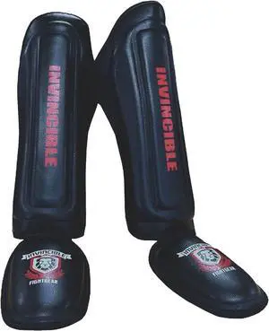 Invincible Fight Gear  Shin-n-Step for Muay Thai, MMA, Martial Arts Protective Training Equipment for Sparring or Training Padded and Adjustable.Unisex, Large