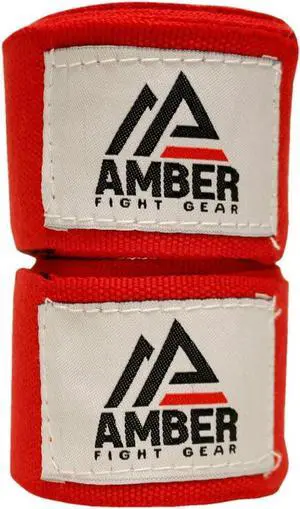 Amber Sporting Goods Mexican Style 200 Inch Elastic Handwraps - Breathable, Durable, Machine Washable for MMA, Boxing, Kickboxing, Muay Thai Red