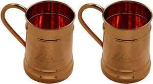 LIVEVIE Moscow Mule Mug Handcrafted Smooth Finish with Classic Handles for Cocktails and Drinks Large 20oz-(Set of 2), Brown