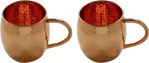LIVEVIE Moscow Mule Mug Hammered Handcrafted with Classic Handle for Cocktails and Drinks 16oz - (Set of 2)