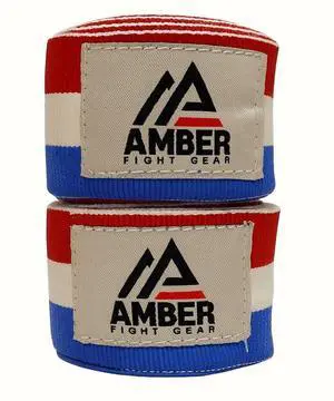 Amber Fight Gear Semi Elastic Professional 180-Inch Hand Wraps with Hook and Loop Closure for Boxing Kickboxing Muay Thai MMA for Men and Women  Sold as a Pair Black USA