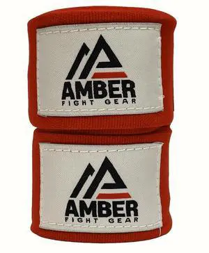 Amber Fight Gear Semi Elastic Professional 180-Inch Hand Wraps with Hook and Loop Closure for Boxing Kickboxing Muay Thai MMA for Men and Women  Sold as a Pair Red