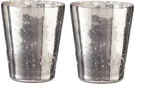 Livevie Champagne Collection Vase Style Handmade Glass Votive Candle Holders for Weddings and Home Decor (Set of 2), Large