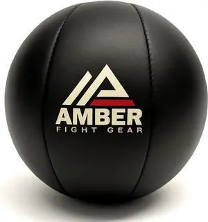 Amber Fight Gear Leather Medicine Ball for Strength & Conditioning, Plyometric & Core Training, Cardio Workouts for Muscle Building, Squats, Lunges, Partner Training. 20 lbs.