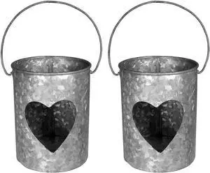 Amber Home Goods Heart Metal Votive Handmade Candle Holders-Decorations for Home, Table, Party Set of Two 4X4