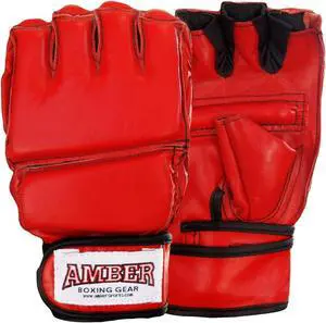 Amber Fight Gear Premium Grappling Gloves for MMA Leather, Enhanced Grip, Excellent Wrist Support, Breathable Comfort - Ideal for Grappling and Clinch Fighting and Colors