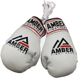 Amber Fight Gear Mini Boxing Glove Replicas The Perfect Accessory for Boxing Fans and Unique Gift Giving - Authentic, Detailed, and Sporty Rear-View Mirror Decoration White