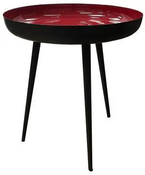 LIVEVIE Bregenz Collection Enamel-Coated Metal End Table Versatile Indoor Decor & Serving Table for Home and Office,20*24 inch marron