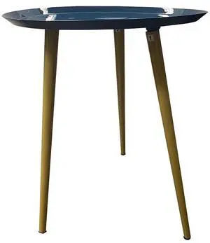 LIVEVIE Bregenz Collection Enamel-Coated Metal End Table Versatile Indoor Decor & Serving Table for Home and Office, 19*23 inch Deep Majestic Blue