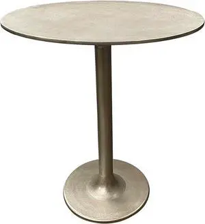 LIVEVIE Salvatore Collection Classic Cast Aluminum Pedestal Table - Multi-Purpose Decorative Table for Home & Office Use, Metalic Silver