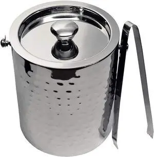 LIVEVIE Madrid Collection Luxury Ice Bucket and Tong Set - Elegant Stainless Steel Design for Parties and Bar Use