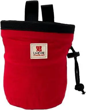 Amber Fight Gear Ultralight Chalk Bag with Secure Cinch Closure and Durable Nylon Loop, Perfect for Rock Climbing, Bouldering, Crossfit, and Gymnastics Red