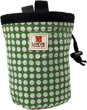 Amber Fight Gear Ultralight Chalk Bag with Secure Cinch Closure and Durable Nylon Loop, Perfect for Rock Climbing, Bouldering, Crossfit, and Gymnastics Polka Dots