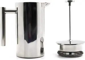 LIVEVIE Double-Walled Stainless Steel French Press Coffee Maker - Rust-Free 304 Grade Steel - Granule-Free Coffee and Tea Brewer - Stylish and Durable Design 32oz