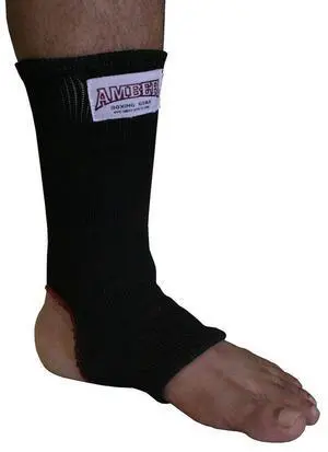 Amber Fight Gear Nylon Ankle Wraps Open Heel Design for Superior Support and Comfort, X-Large, Sold as a Set of 2 Pair