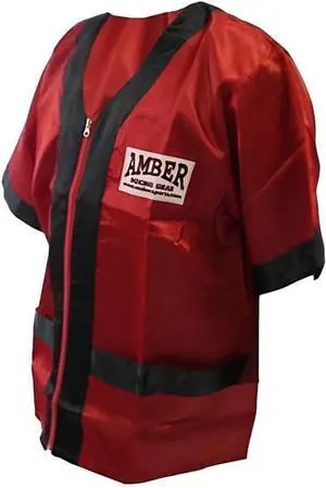 Amber Fight Gear Satin Boxing Cornerman's Jacket, Premium Cornerman Support & Style Gear with Durable Satin, Ample Pockets & Tailored Fit