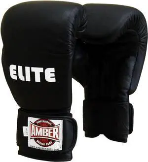 Amber Fight Gear Leather Punching Bag Gloves with Hook and Loop Closure - Ideal for Heavy Bag Training and Sparring, 12oz