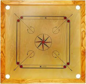 LIVEVIE Carrom Board with Coins, Striker & Bori Powder  Smooth Surface, Professional Quality, Mango Wood Frame, Sealed Pockets, Water-Resistant Matte Finish, 32x32 Inch