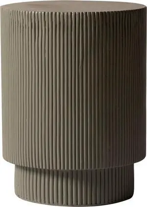 LeisureMod Modern Side Table Round Fiberstone Top Accent End Table for Home, Outdoor Patio, Living Room Sofa, Weather-Resistant, Eden Series in Grey