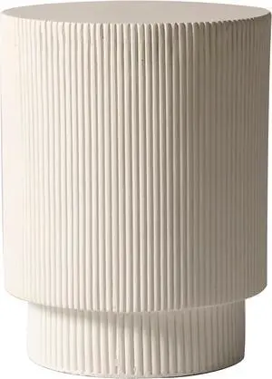 LeisureMod Modern Side Table Round Fiberstone Top Accent End Table for Home, Outdoor Patio, Living Room Sofa, Weather-Resistant, Eden Series in White