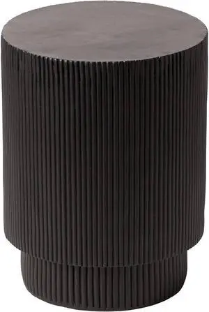 LeisureMod Modern Side Table Round Fiberstone Top Accent End Table for Home, Outdoor Patio, Living Room Sofa, Weather-Resistant, Eden Series in Black