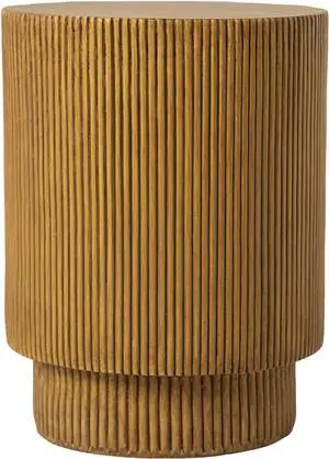 LeisureMod Modern Side Table Round Fiberstone Top Accent End Table for Home, Outdoor Patio, Living Room Sofa, Weather-Resistant, Eden Series in Brown