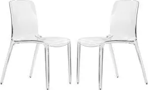 LeisureMod Adler Mid-Century Modern Dining Chair Set of 2 - Clear Acrylic Contemporary Design for Kitchen, Dining Room, and Modern Home Decor