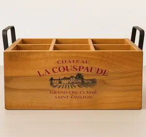 LIVEVIE Wellington Collection 6-Bottle Wine Caddy, Beer & Soda Bottle Carrier, Rustic Wooden Wine Rack with Twisted Black Iron Handle, Durable Natural Wood Finish, Great Gift for Bars, Kitchens