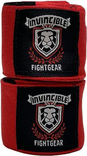 Amber Fight Gear  Hand Wraps, Semi-Elastic Boxing Wraps with Thick Double-Cut Stretch for Ultimate Protection, Ideal for Boxing, MMA, Kickboxing 200 Inch Red