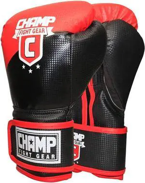Amber Fight Gear The Champ Hook & Loop Gloves 12oz Black/Red